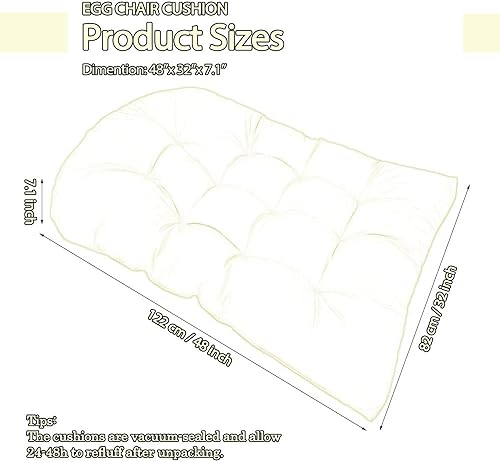 Miniatura 5 de TOTATOWI Cojín de repuesto para silla de huevo para colgar silla de huevo, cojín grueso y cómodo para silla colgante, color beige (solo cojín),