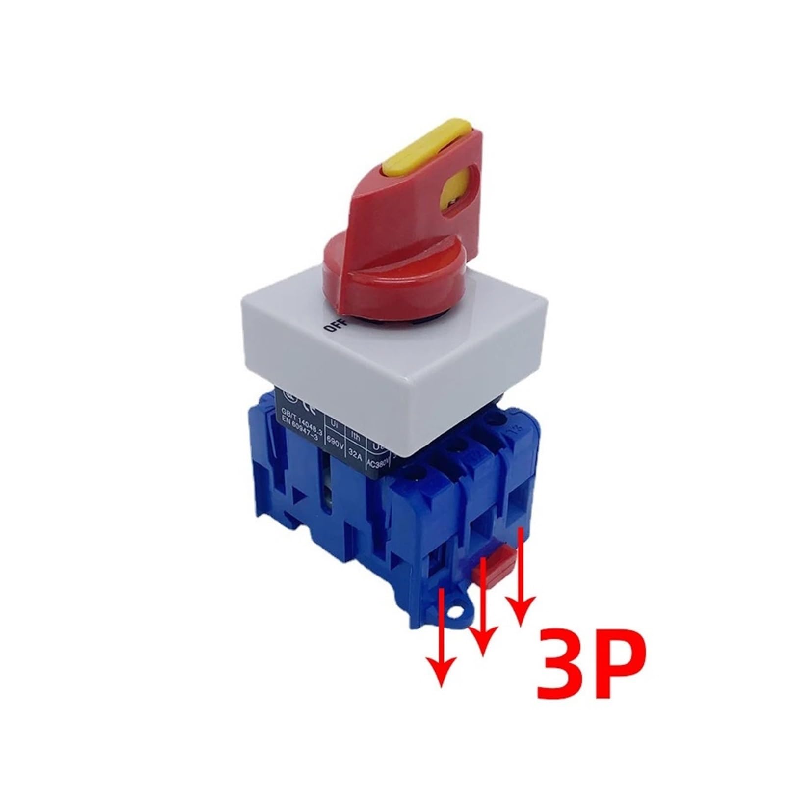 Interruttore sezionatore off-ON Pannello Montaggio su Guida DIN 3/4P 690V 25/32/40/63/80/100A Lucchetto di disconnessione Sostituzione LW30(3P,25A)
