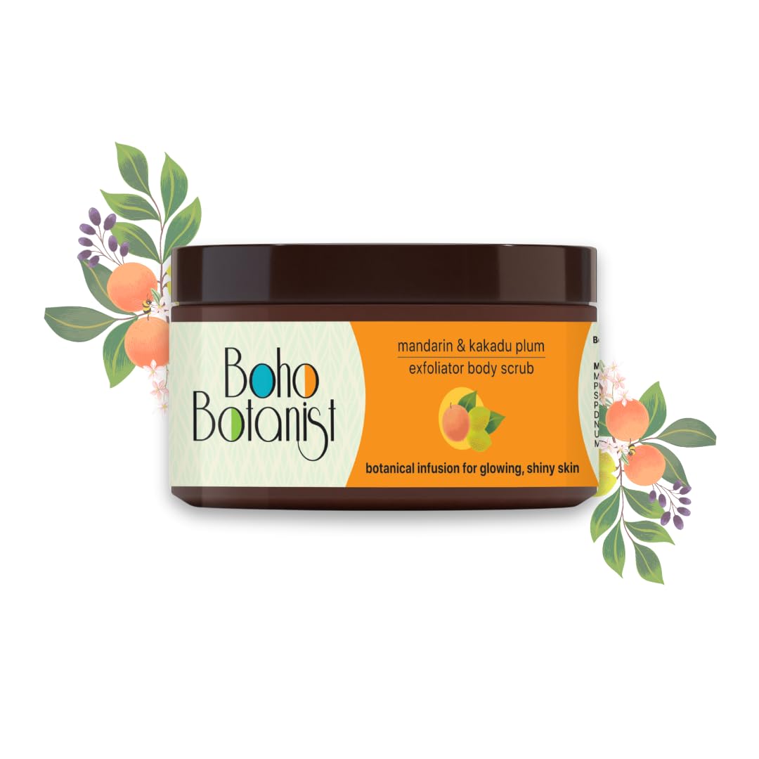 Boho Botanist Mandarin & Kakadu Plum Exfoliating Body Scrub (200 gm) | Niacinamide & Vitamin C | Tan Removal & Hydration | Suitable for All Skin Types, Men & Women