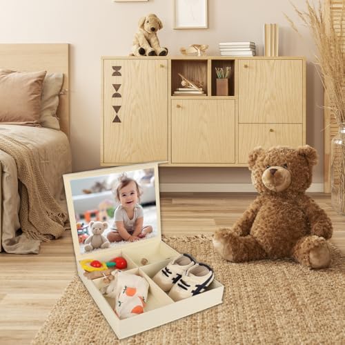 Baby Keepsake Box, Newborn Keepsake Box with 5 Additional Items,Baby Memory Box for Baby Girl & Boy for Store First Memories - New Parents Gifts, Baby Shower (Light Yellow)