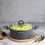 Wonderchef Granite Non-Stick Aluminum Indian Cooking Casserole with Lid, 28cm, Gray