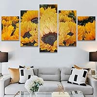 SIGNWIN 5 Panel Canvas Wall Art Modern Art Bouquet Colorful Decorative Elements Floral Multicolor Photography - 60