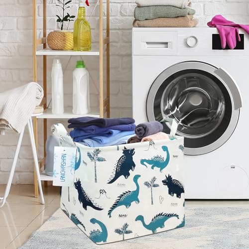 Image of Square Storage Baskets Children Shelves Gift Toy Organizer Room Dinosaur | Laundry Hamper Collapse Canvas with Handles for Organizing Home Kitchen Children Toys Office Closet Shelf