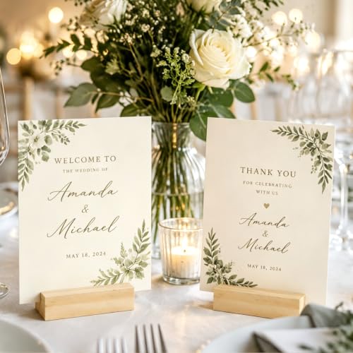 Image of 15Pcs 2.75x1.38 Inches Wood Table Number Stands, Wood Place Card Holders, Wooden Holders for Wedding, Ceremony, Birthday, Party, Home Decoration, Events (1mm Slots)