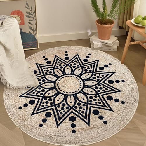 Tapete decorativo Boho Floral redondo 3.3 pies 100 cm miniatura 3