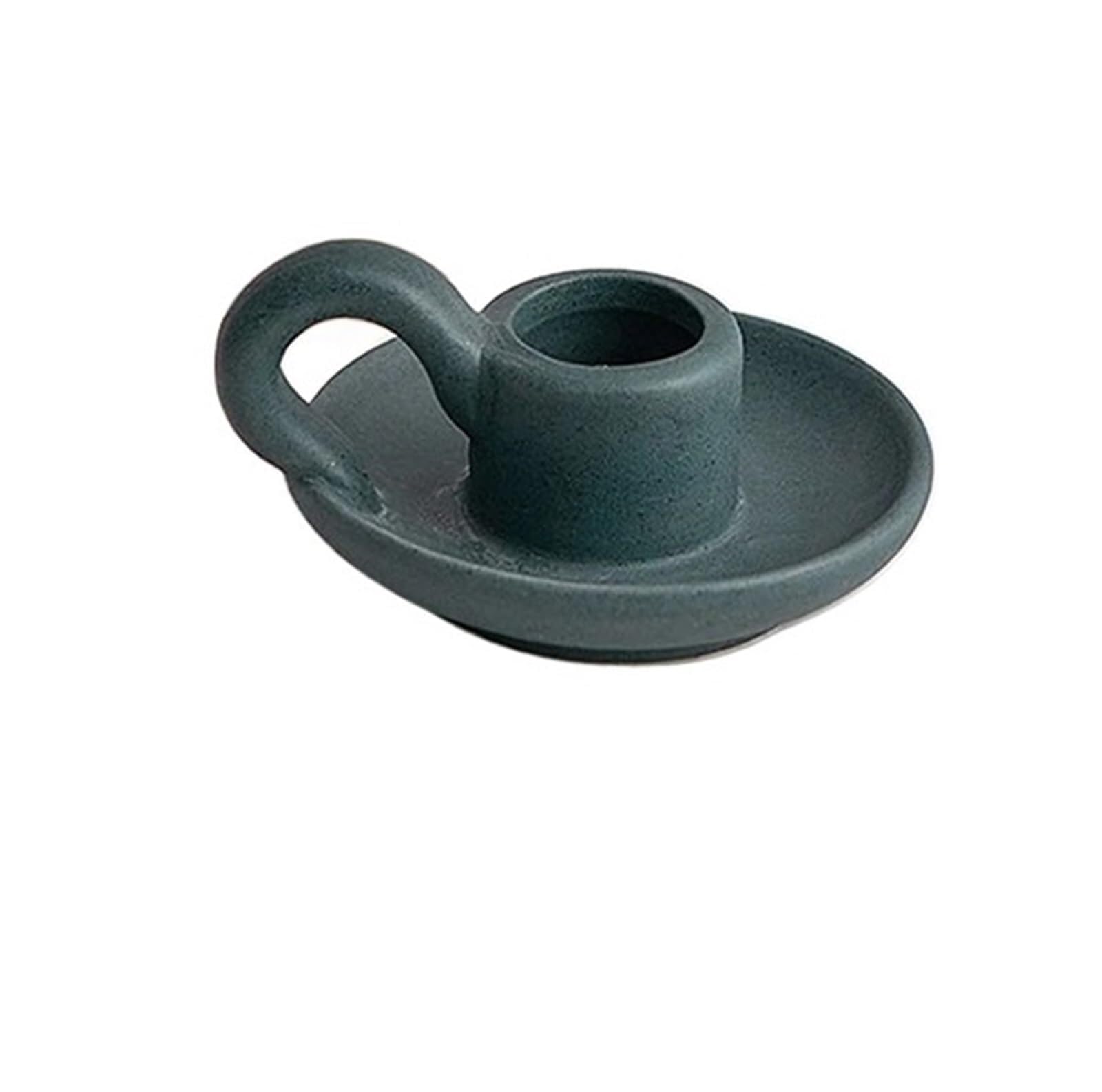 Candle Holders Cup Shape Candle Holder Ceramic Teacup Candlesticks Support Aroma Container Centerpiece Ornaments Desktop Decoration(Black)