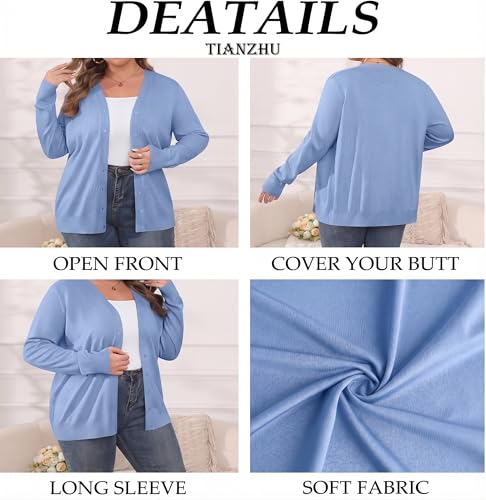 Image of TIANZHU Plus Size Cardigan for Women Button Open Front Long Sleeve V Neck Comfy Lightweight Sweaters XL-4XL
