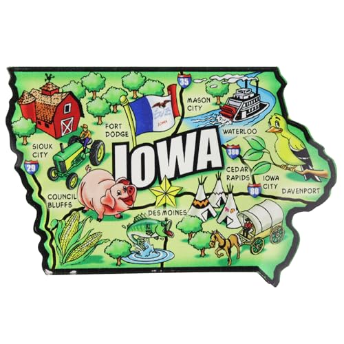 Imán Acrílico en Forma de Iowa con Diseño Colorido 3.75 x 2.25 miniatura 1