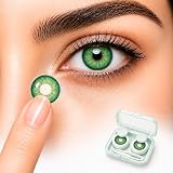 Contact Lens Storage Case Kit, Multi-Colored Travel Case with Tools, Fashion Cosmetic Lens Organizer (Jade Green)