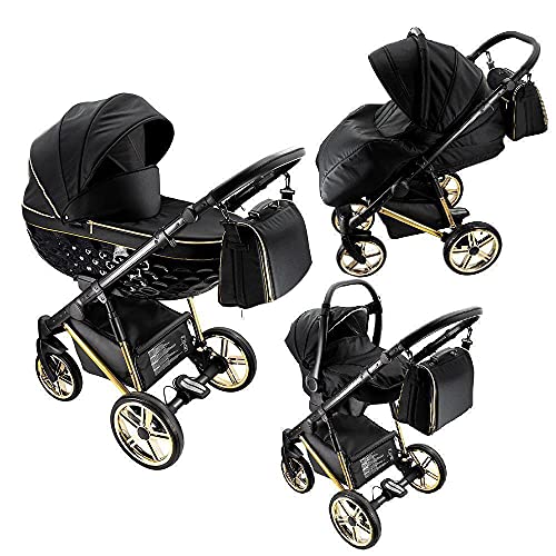 Kinderwagen Set 3in1 2in1 Buggy OXV-3D by Lux4Kids Gold 02 4in1 Autositz +Isofix
