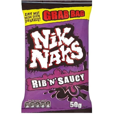 Nik Naks Rib 'n' Saucy Flavour Corn Snacks Grab Bag 50 G (Pack of 36) Cover