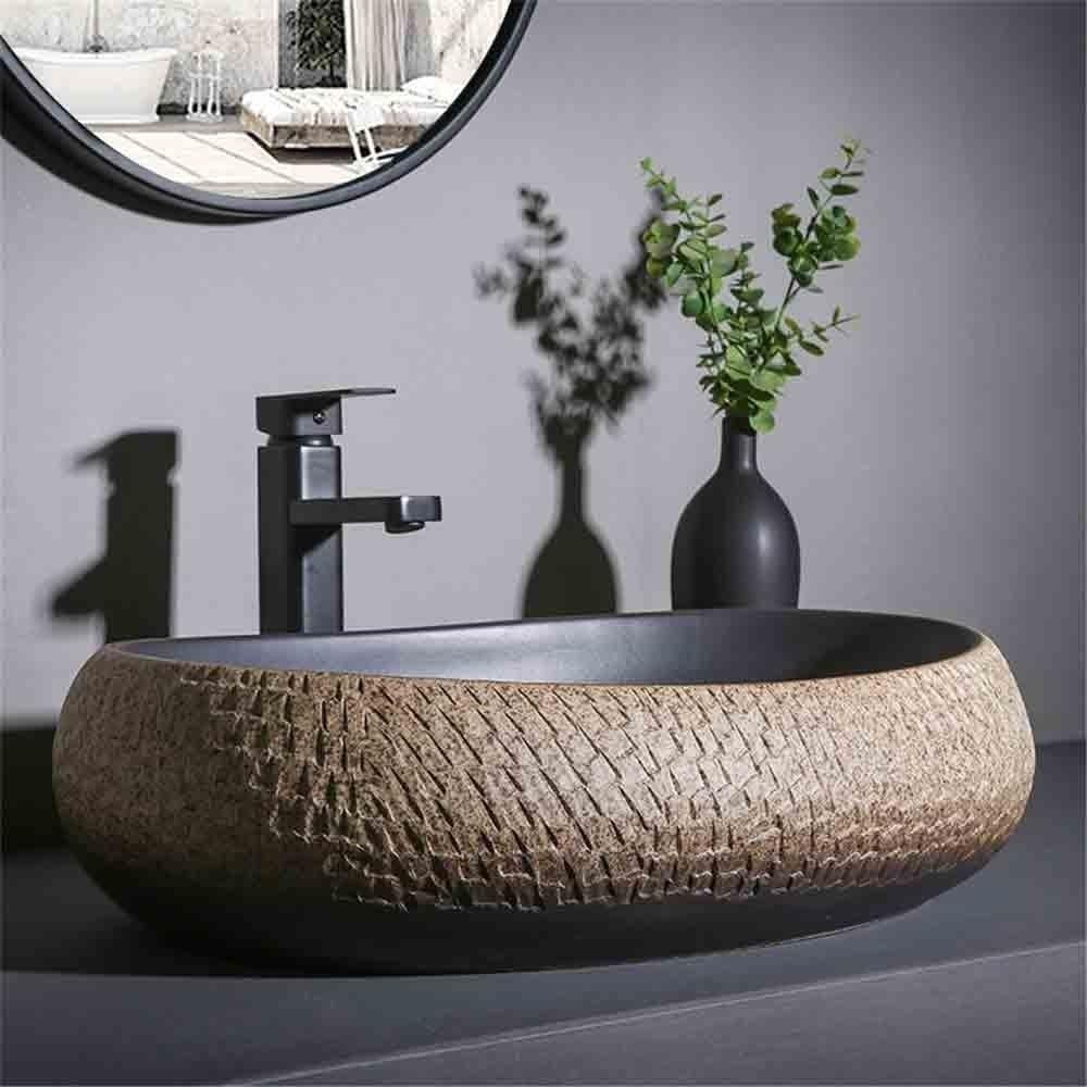 Lavabo pequeño de baño con diseño en espiral con accesorios para tocador del hogar, elegante lavabo para baños modernos