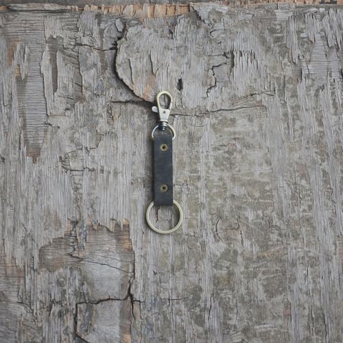 Image of JJNUSA Genuine Leather Keychain Walnut Leather Key Holder Mens Belt Key Chain Ring Fob