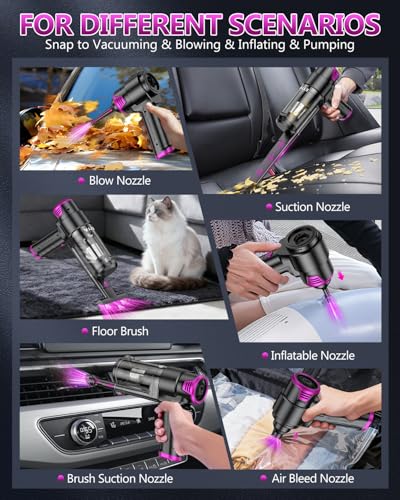 Image of EYYA Handheld Vacuum Cordless, 16KPA High Power Portable Car Vacuum Cleaner & Air Duster, Hand Held Vacuum Cordless Rechargeable with Multi-Nozzles & 2 HEPA Filters for Car Home Office
