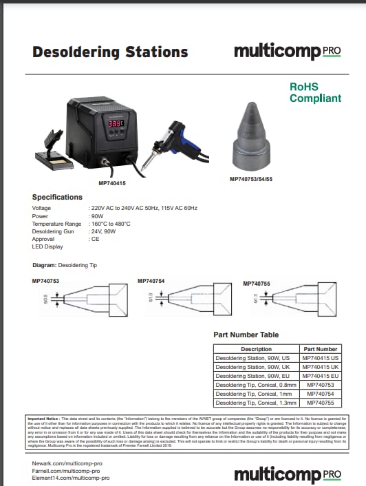 90W Desoldering Station, 160°C to 480°C, with LED Display