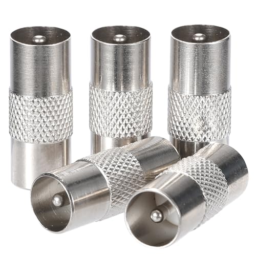 Greluma 5 Piezas Adaptador de conector de antena de TV coaxial de enchufe a enchufe macho