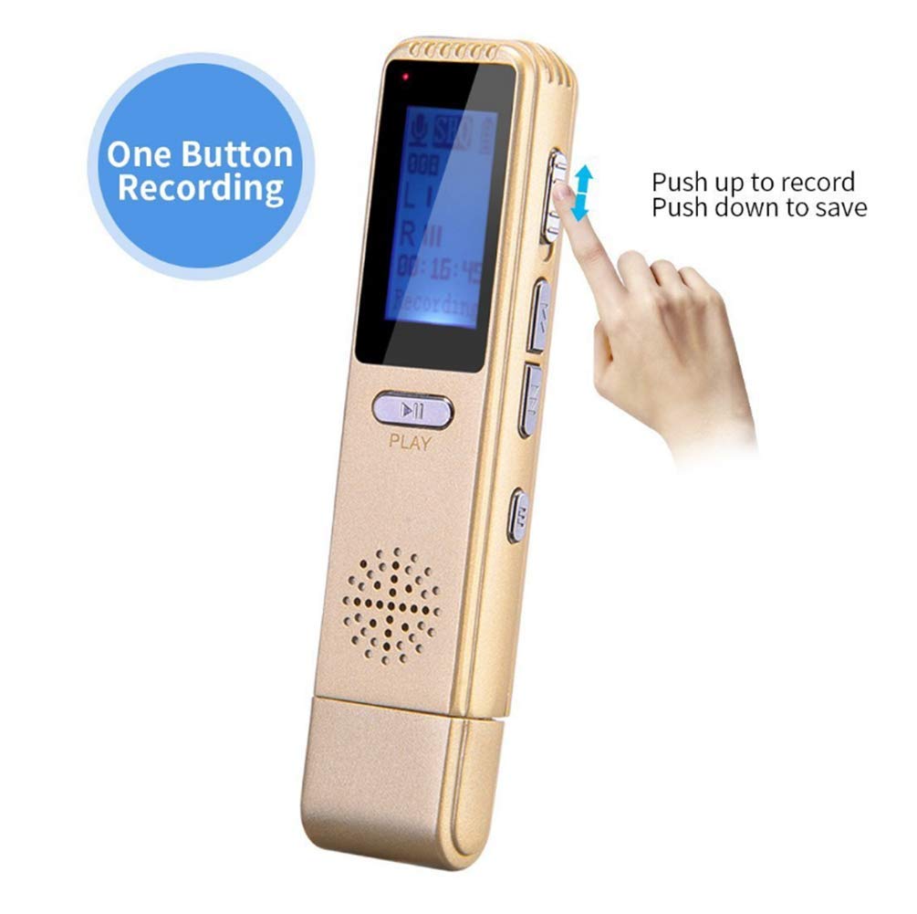 Grabadoras de Voz Digitales Digital Voice Recorder USB Conector Recto HD Reducción de Ruido Control de Voz Profesional Grabación Mp3 de Larga duración con un Solo botón Grabadora