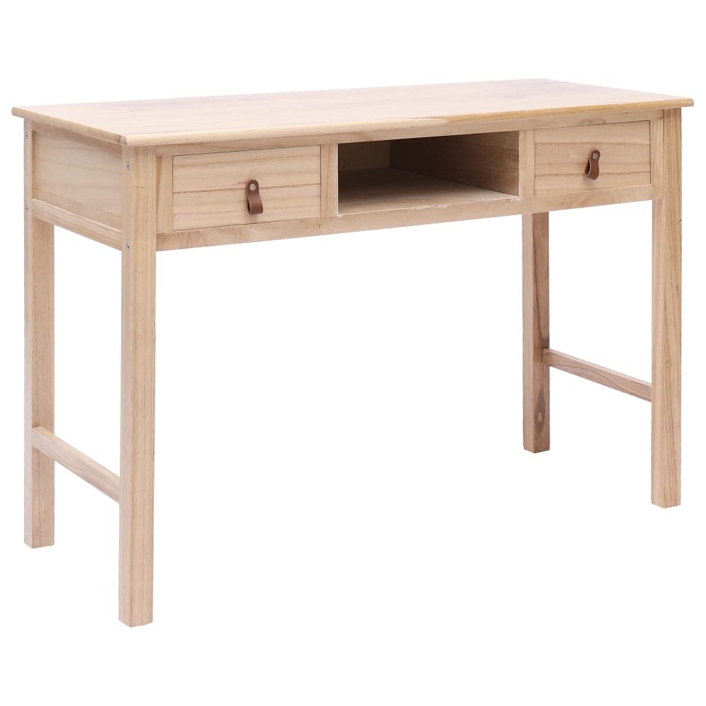 Scrivania Vintage in Legno con Cassetti 110x45x76 cm | Mobile consolle salvaspazio per studio e ufficio con ampio ripiano, due cassetti portaoggetti e un vano aperto centrale.