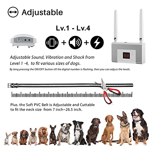 FOCUSER Electric Wireless Dog Fence System, Pet Containment System for Dogs and Pets with Waterproof and Rechargeable Collar Receiver for one Dog Container Boundary System (White) - Thumbnail 5