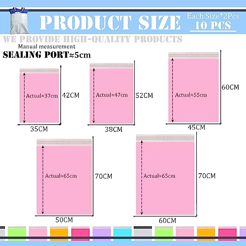 10 Stück Versandtüten für Kleidung Groß,Rosa Versandbeutel,Opake Kuriertasche Versandtaschen Verpackungsbeutel Plastik mit Selbstklebeverschluss,Pakettaschen Poly Kunststoffbeutel für Textilien
