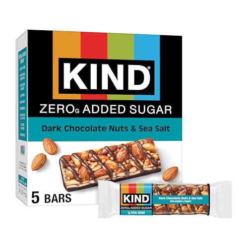 KIND ZERO Added Sugar Bars, Dark Chocolate Nuts and Sea Salt, Keto Friendly Snacks, Gluten Free, 5g...