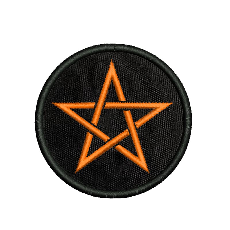 ISEE 360 Life Stars Theme Embroidered Sweable Patches for Jackets Boys Girls Riders Jeans Bags Clothes Any Garments Etc L x H 2 x 2 inches (Orange)