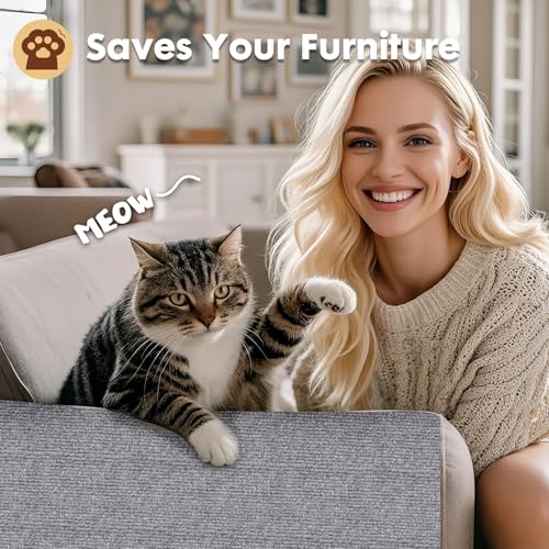 powerking Anti Gato Rañazos Sofá Protector de Muebles, DIY recortables autoadhesivos Almohadillas de arañazos Alfombra de Garras de Gato (Gris Claro) - imagen 7