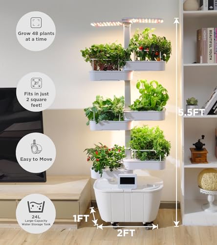 Hydroponics Growing System Kit,48 Pods Large Indoor Hydroponic Herb Garden with Smart LED Grow Light, Auto Circulating Water Pump,24L Water Tank,APP & WiFi Controlled,Gardening Systems for Ideal Gifts — view 5