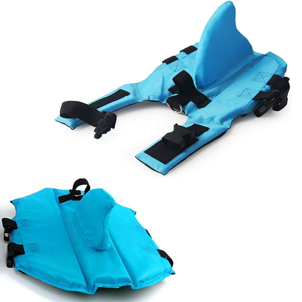Voarge Life Jacket, Salvagente per Cane, Avola da Paddle, Galleggiabilità Superiore, Ripstop Regolabile Squalo Giubbotto di salvataggio, Blu, S