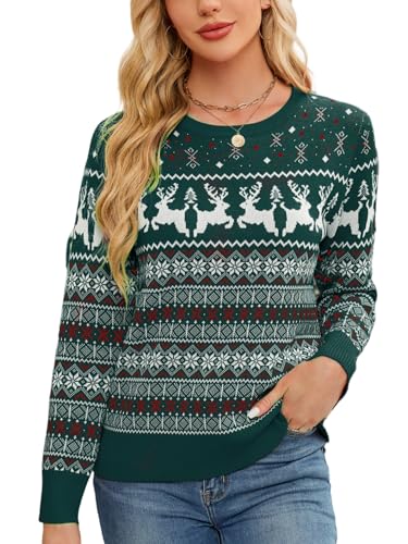 Norweger Pullover Damen Rentiere 20 Enjyam Damen Weihnachtspullover Rundhals Lustiger Weihnachtspulli...