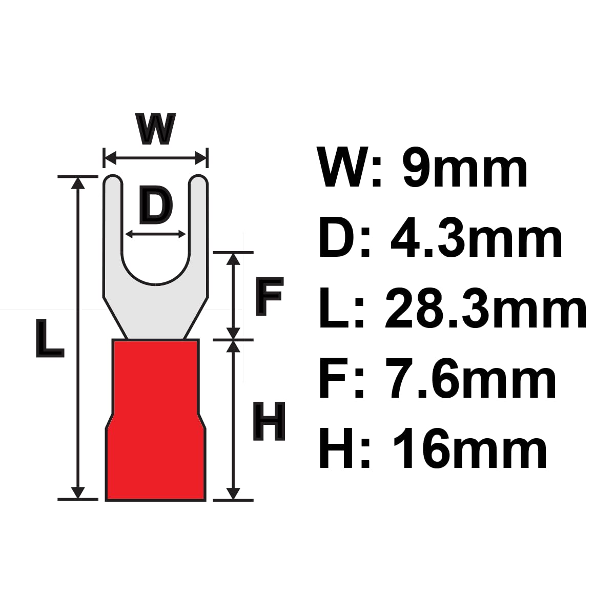 Bullz Audio (BBS8B) Gold/Black 8-Gauge Barrier Spade Terminal - 10 Piece