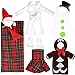 Threan Set di 5 Vestiti Bambole Elfi di Natale Couture Puntelli Sacco a Pelo Elfo Scozzese Gonna Bambola Elfo Accessorio Santa Couture Bambola Rossa Vestito Elfo (la Bambola Non È Inclusa)