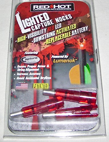 Red Hot 38-3368 Nock Illuminated, Red, Powered By Lumenok, 3-Pack