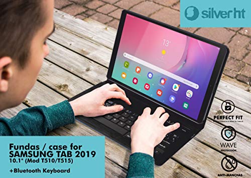 Clavier Bluetooth avec coque support Silver HT pour Galaxy Tab A 10.1