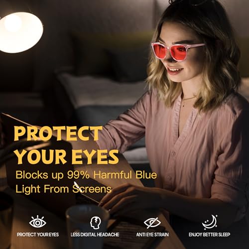 Image of Myiaur 99.9% Orange Blue Light Blocking Glasses for Women Blue Blocker Glasses for Gaming /Phone /Computer Reduce Eyestrain