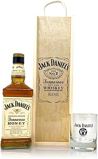 Personalised Jack Daniels Honey Tennessee Whiskey with JD Glass Gift Set