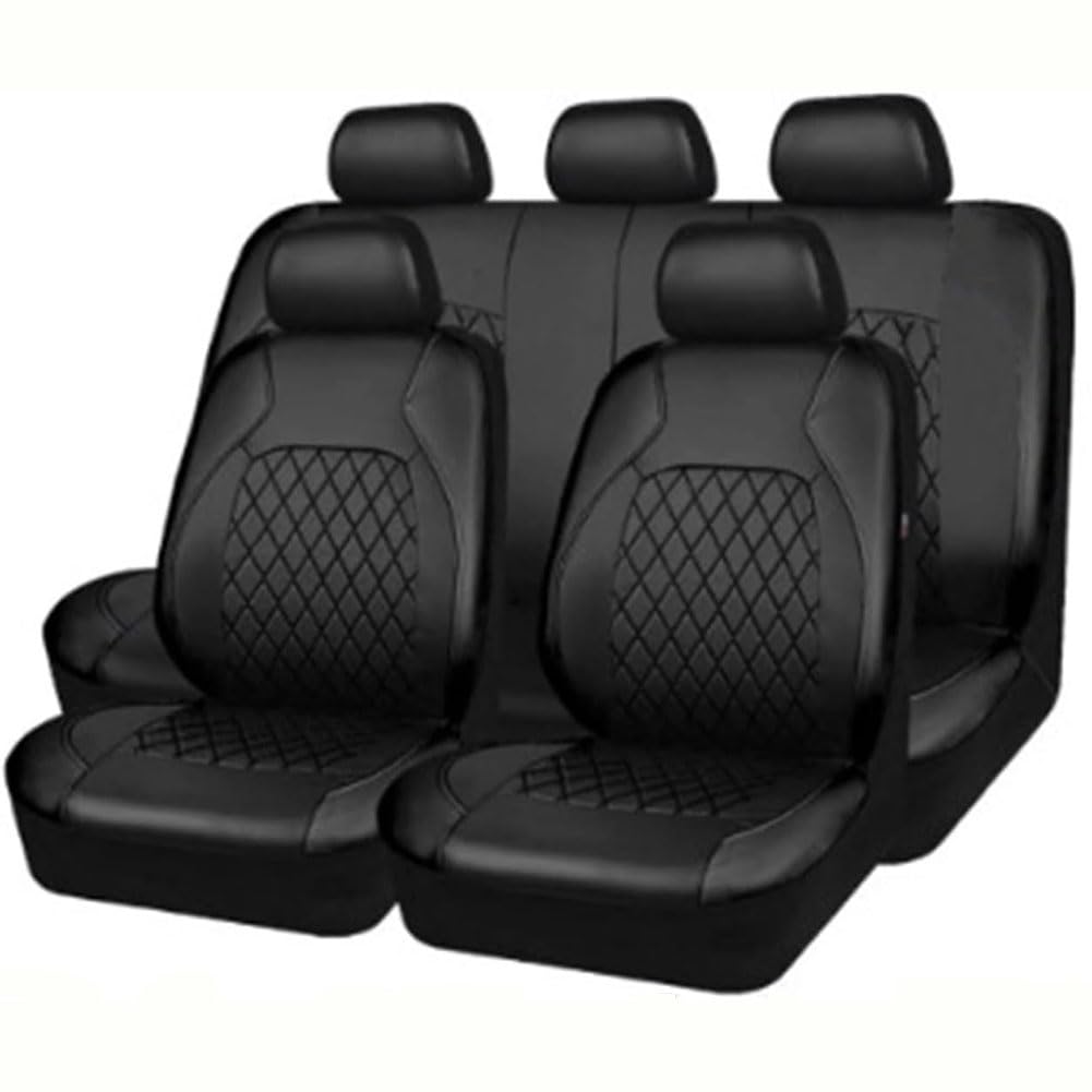 LVTFCO Auto Leder Sitzbezüge für Opel Astra H 2004-2010, 9 Stück Wasserdicht Rutschfes Sitzbezug Komplettset Allwetter Autositzbezug Vorne Hinten Schonbezüge,B/Black