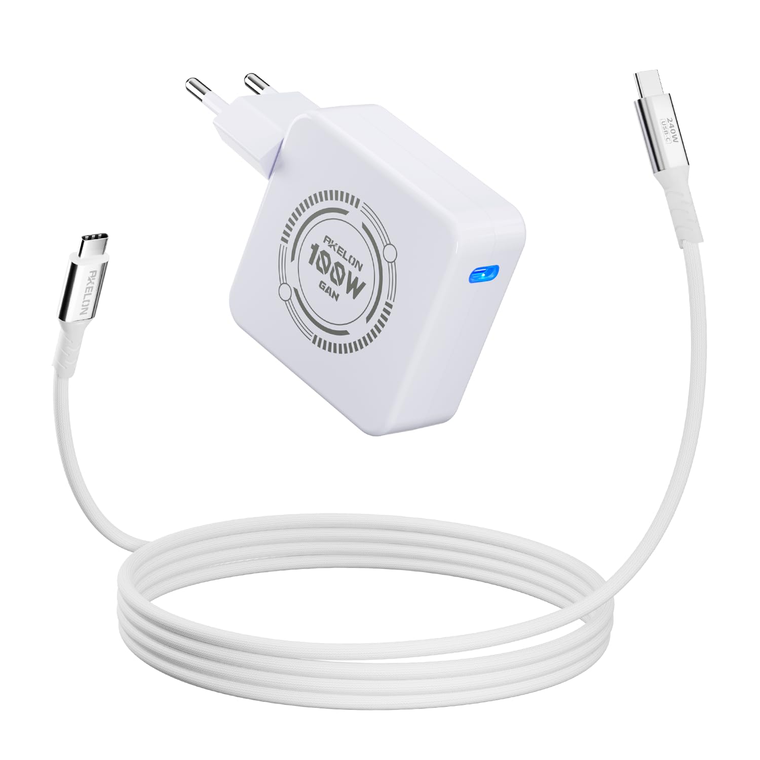 100W USB C Netzteil, GaN PD 3.0 100 Watt USB-C Ladegerät für MacBook Lenovo Thinkpad Dell HP Asus Acer Huawei Xiaomi, iPhone 17 16, iPad, Samsung Galaxy S24 S23 Ultra, 2 Meter 240W Type C-C Kabel