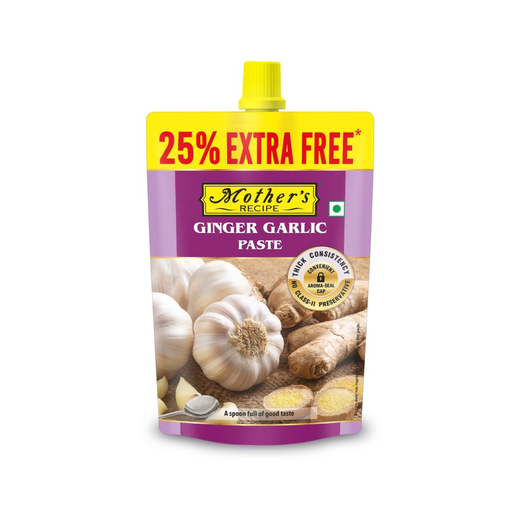 Mother's Recipe Ginger Garlic Paste Pouch, 200gm | No Added Artificial Preservatives