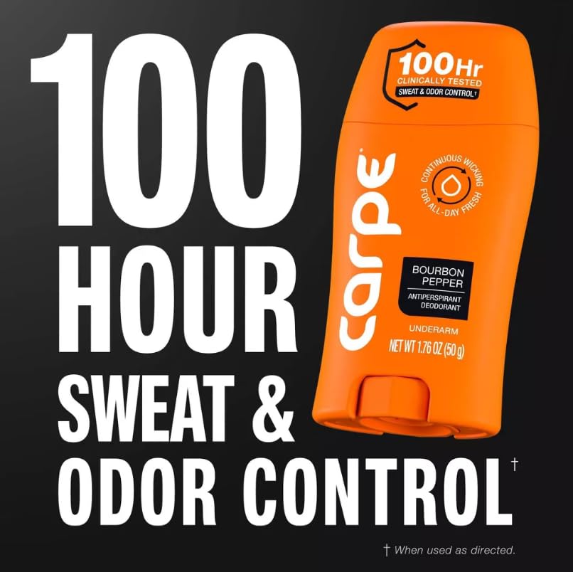 Carpe Men's 100HR Sweat & Odor Control Antiperspirant Deodorant - Bourbon Pepper - 1.76oz
