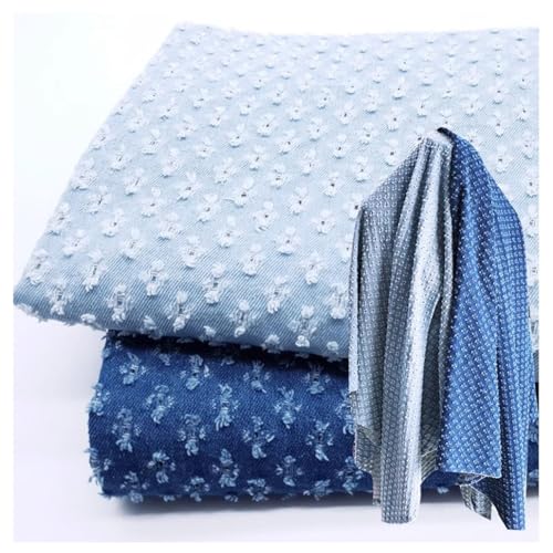 Tissu jean pour couture jacquard de coton lavé bleu haut de gamme 150 cm large