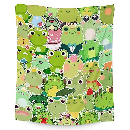 Frog Blanket Gifts - 50x60 Inches Cute Throw for Girls & Boys - Colorful Soft Fuzzy Blankets for Bed, Couch & Living Room