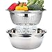 Scolapasta Acciaio Inox Colapasta con Ciotole Inox Cucina Colino da Cocina Scolatutto con Contenitore per Mescolare Scolare Pasta Spaghetti Frutta Verdura, 26 cm