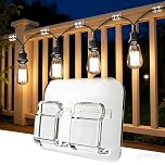 40 Pack Heavy Duty Outdoor Cable Clips Self-Adhesive (Large 3x4cm Base) – Clear Wire Holders for Christmas Lights & Ethernet Leads – Weatherproof, Damage-Free Cable Tidy for Garden, Home Office & Desk
