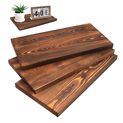 KeaJuidy 3Pack Rectangle Unfinished Wood Double Sided Carbonized Paulownia Wood Art Board Chipboard for Wall Shelf DIY Crafts Home Decorations Door Hanger Sign (11.4 * 6 * 0.59in)(Dark Brown)