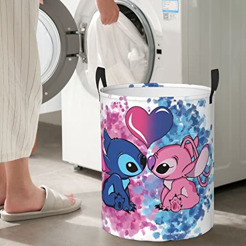 Cute Cartoon Laundry Basket, Large Collapsible Circular Laundry Hamper With Handles, Clothes Hamper For Bedroom Bathroom Family Kids & Adults 62L #TOP5
