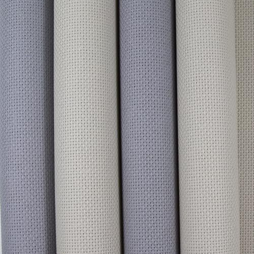 Image of KCS 4 pc of 12 inch x 18 inch (30cmx45cm) 14CT Counted Cotton Aida Cloth Cross Stitch Fabric (Pearl Grey+Light Steel Grey)