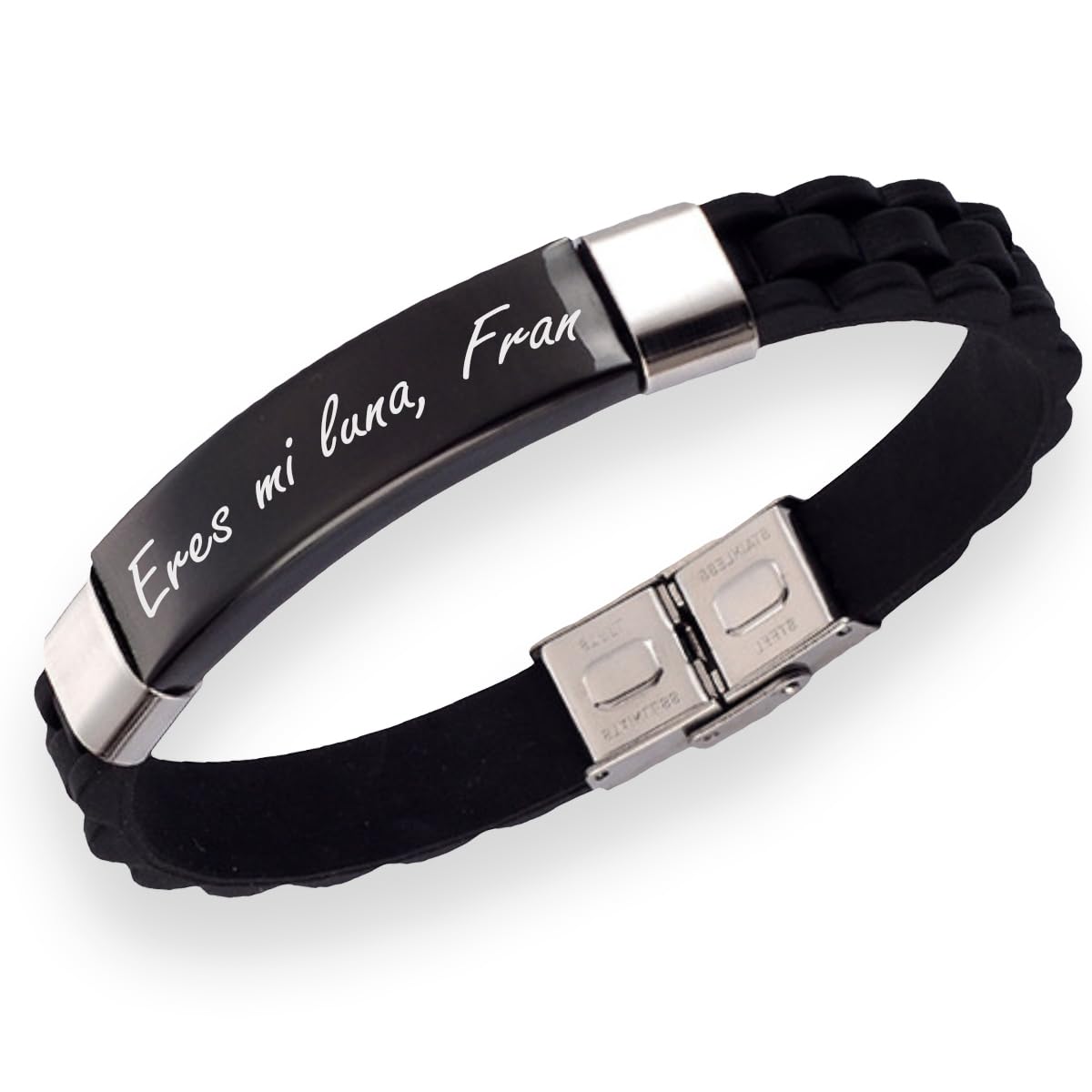 ibera gifts Pulsera personalizada de acero inoxidable - Regalo Grabado para Hombre Mujer Parejas Amigos - Acabado profesional