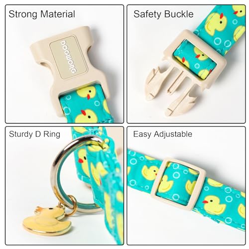 DOGWONG Ducky Pattern Cute Collar, Spring Summer Female Male Collars Pets Gift Adjustable Heavy-Duty Duck Pet Collars for Small Dogs, Neck 11-16 inches - Image 4
