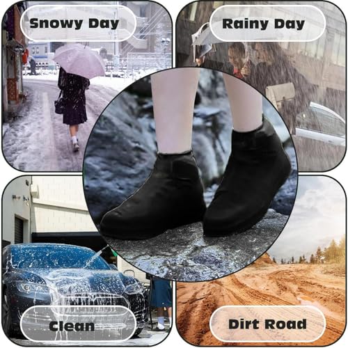 Funngy Überschuhe Wasserdicht,3 PCS Schuhüberzieher Wasserdicht Latex ÜBerschuhe rutschfeste Schuhüberzüge Wiederverwendbar Schuhüberzieher für Outdoor Regen Schneetag Schlammige Straßen